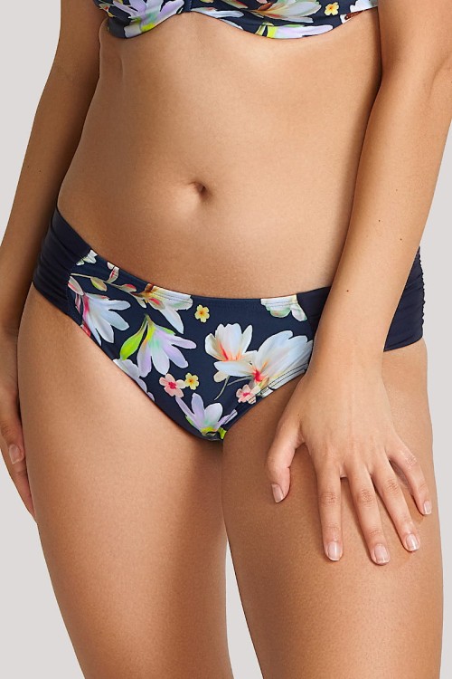 Florentine - Panache Swim - figi marszczone SW1059 - granat i kwiaty