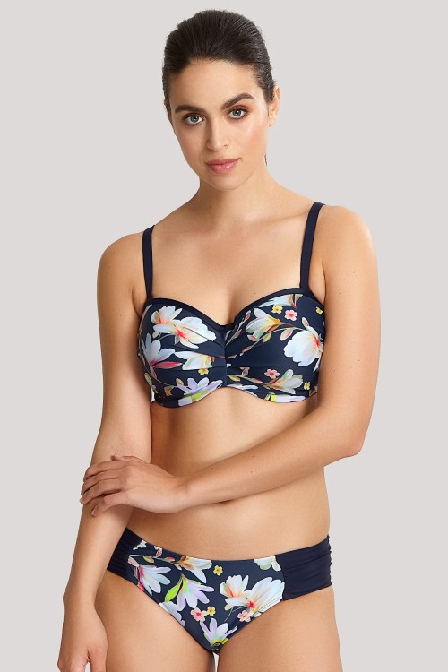 Florentine - Panache Swim - figi marszczone SW1059 - granat i kwiaty