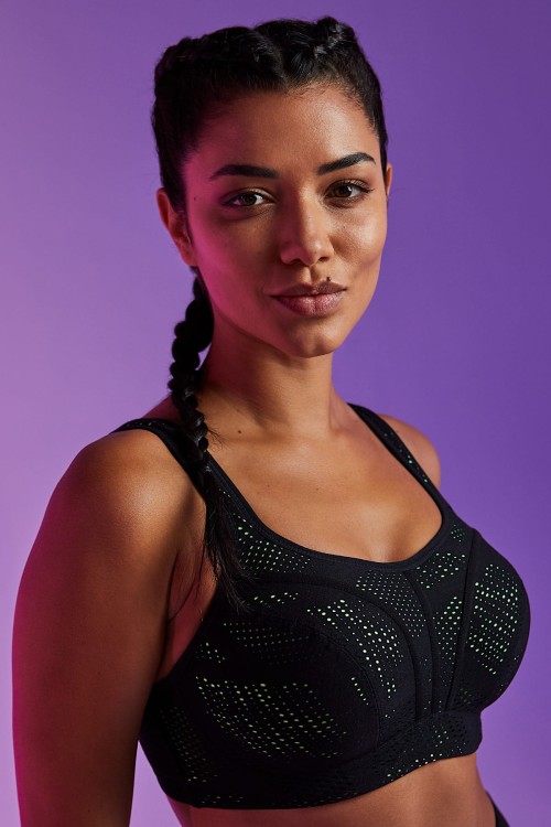 Sports Bra - Panache Sport - biustonosz 5021 - czerń i limonka