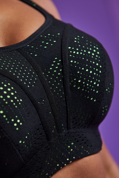 Sports Bra - Panache Sport - biustonosz 5021 - czerń i limonka