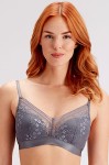 Botanical Lace - Pretty Polly - biustonosz bez fiszbin LPAWN6 - grafit