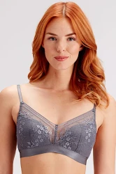 Botanical Lace - Pretty Polly - biustonosz bez fiszbin LPAWN6 - grafit