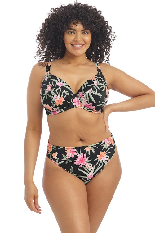 Dark Tropics - Elomi - wysokie figi kąpielowe ES800172 - czerń i kwiaty