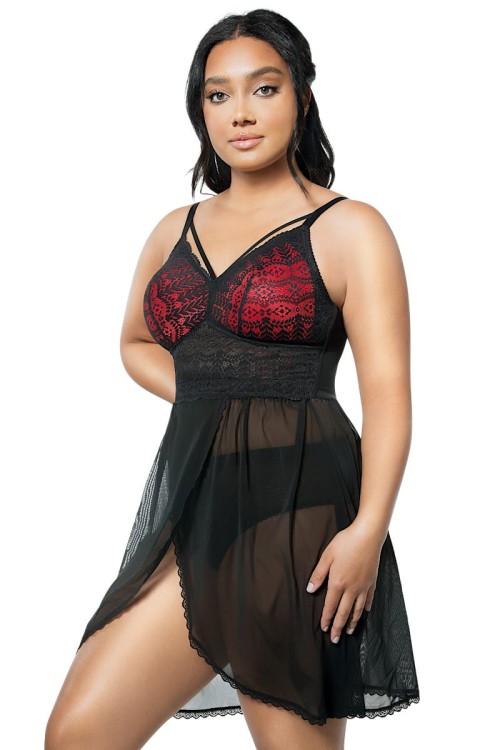 Mia Lace - Parfait - koszulka babydoll P5959 - czerń