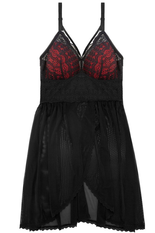 Mia Lace - Parfait - koszulka babydoll P5959 - czerń
