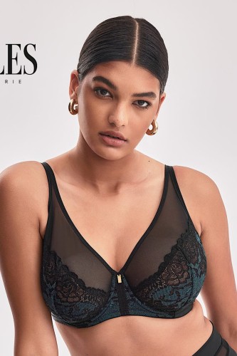 Moon - Alles - biustonosz braletka - czerń i zieleń