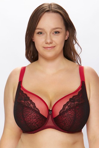 Lala - Miss Fabio - biustonosz F0201 - czerń i czerwień