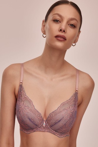 Madera - Alles - biustonosz push-up - fiolet i róż