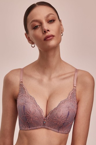Madera - Alles - biustonosz super push-up - fiolet i róż