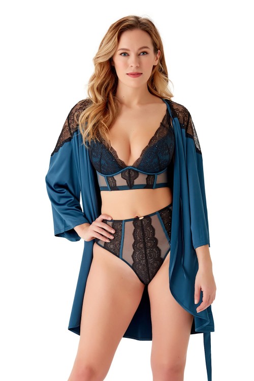 VIP Confession - Gossard - szlafrok 19513 - black/teal