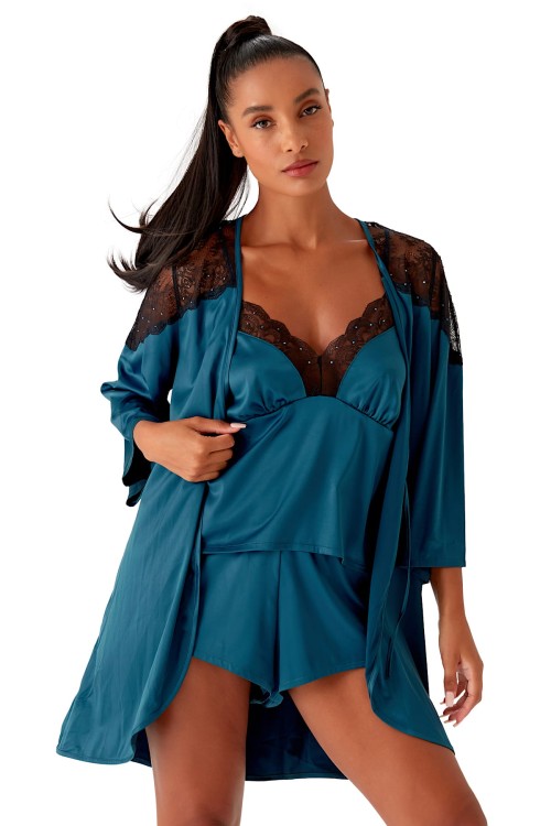 VIP Confession - Gossard - szlafrok 19513 - black/teal