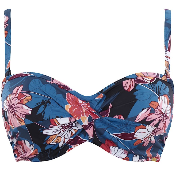 Anya Riva Print - Panache Swim - bandeau SW1403 - niebieski i kwiaty