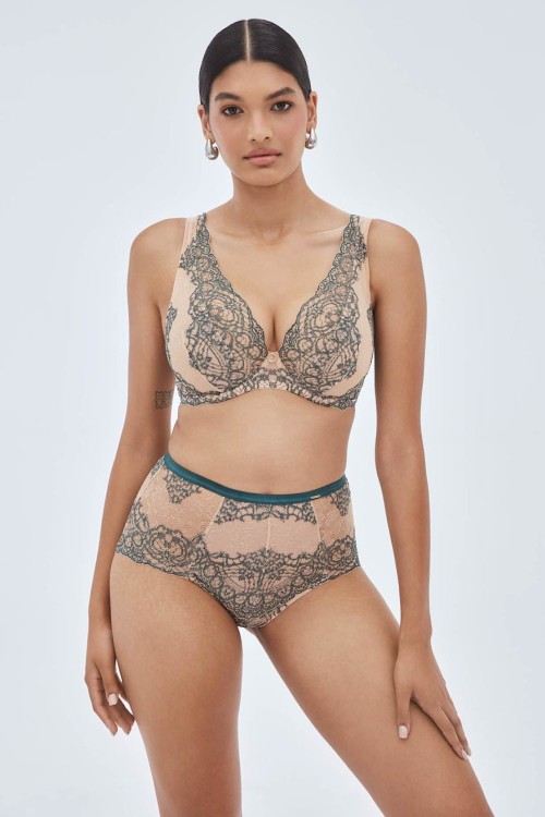 Splendore - Alles - stringi z wysokim stanem - zieleń i beż