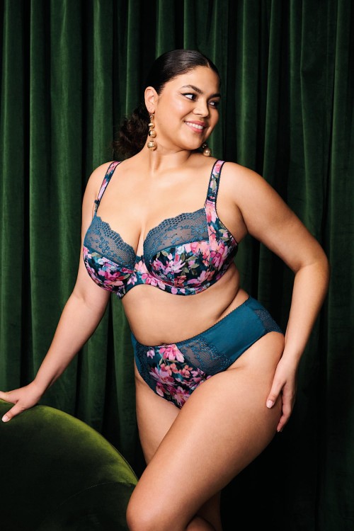 Lucie - Elomi - biustonosz 4490 - teal floral