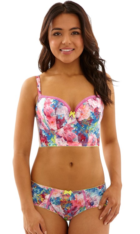 Breeze - Panache Cleo - biustonosz longline 9025 - różowe kwiaty