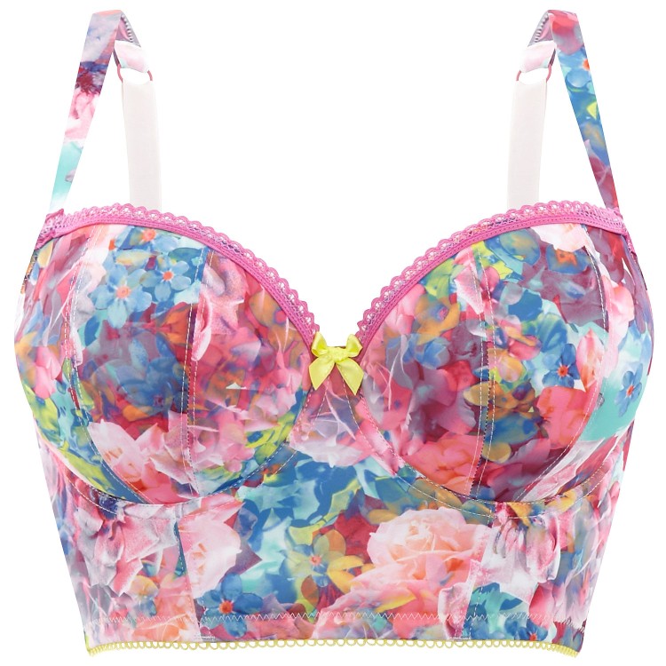 Breeze - Panache Cleo - biustonosz longline 9025 - różowe kwiaty